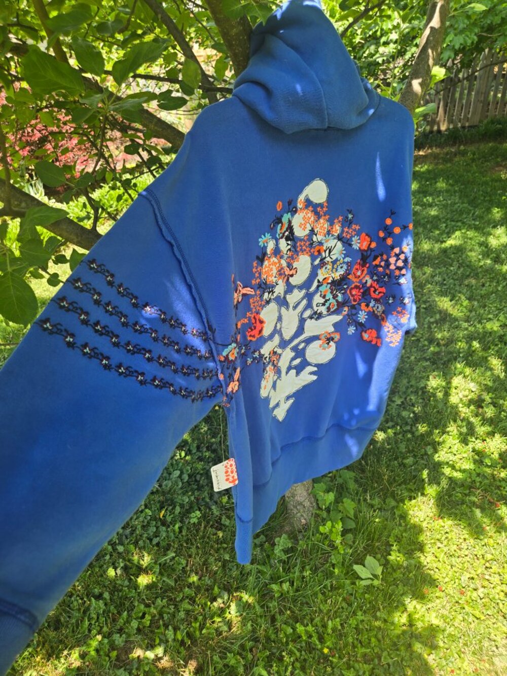 NWT FP Movement At My Best Embroidered Sweat Hoodie In Steller Blue SOLD OUT COL - Picture 3 of 13